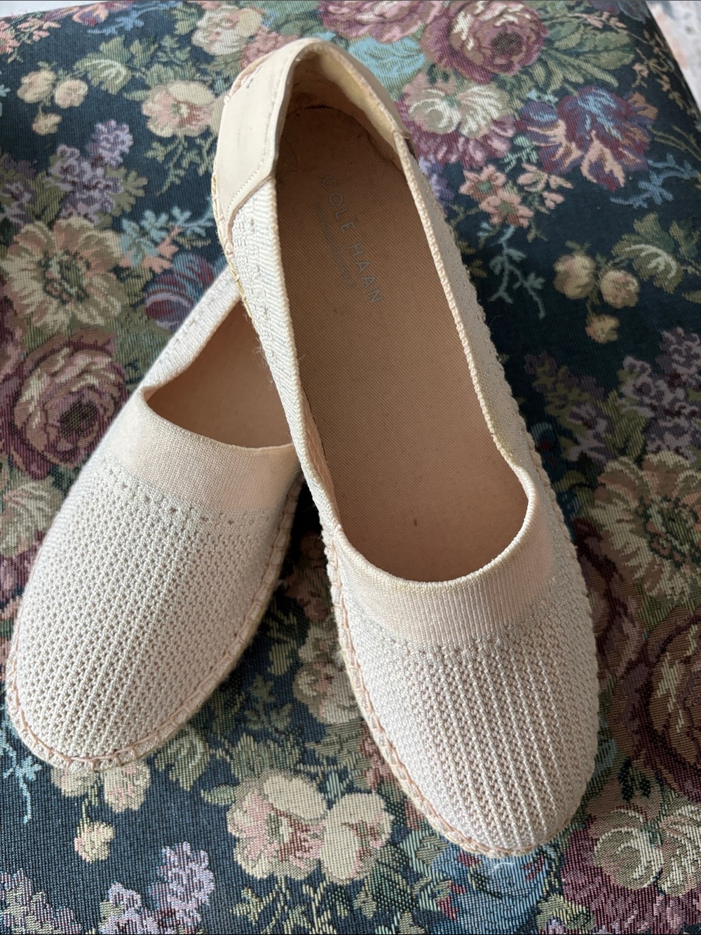 Cole Haan Cream Knit Espadrille Slip-Ons Size 9